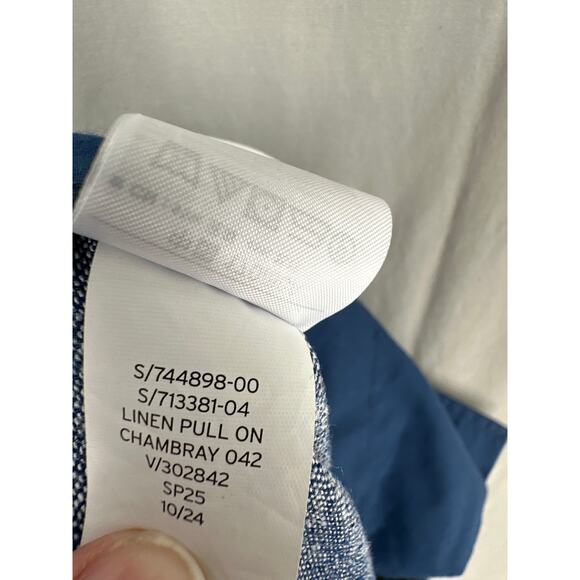 Gap Pants Womens Large Blue Linen Wide Leg Pull On Chambray Casual Coastal - Picture 9 of 9